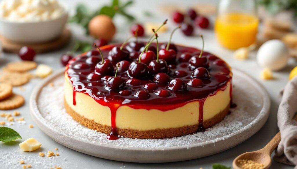 Avevo del formaggio spalmabile, ho deciso di preparare una cheesecake con topping di ciliegie ed è una meraviglia