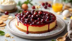 Avevo del formaggio spalmabile, ho deciso di preparare una cheesecake con topping di ciliegie ed è una meraviglia