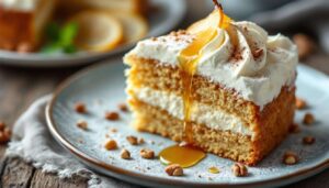 Torta ricotta e pere: base alle nocciole e crema vellutata, ideale da servire fredda