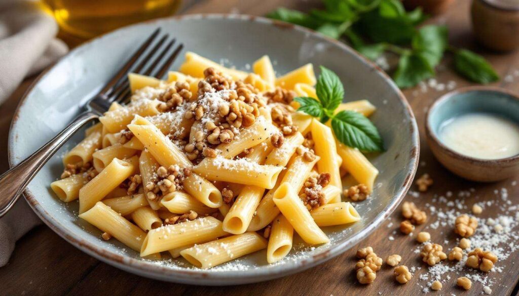 Pasta Ricotta e Noci sfizioso primo piatto facile e veloce
