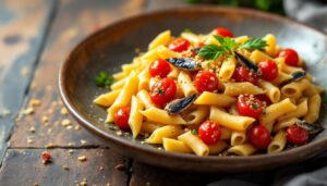 Pasta con alici e pomodorini: il primo salva-cena pronto in 15 minuti