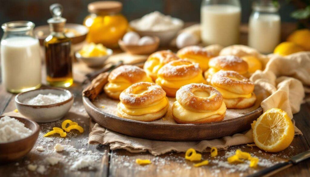 Bomboloni ripieni di crema pasticcera soffici e dorati