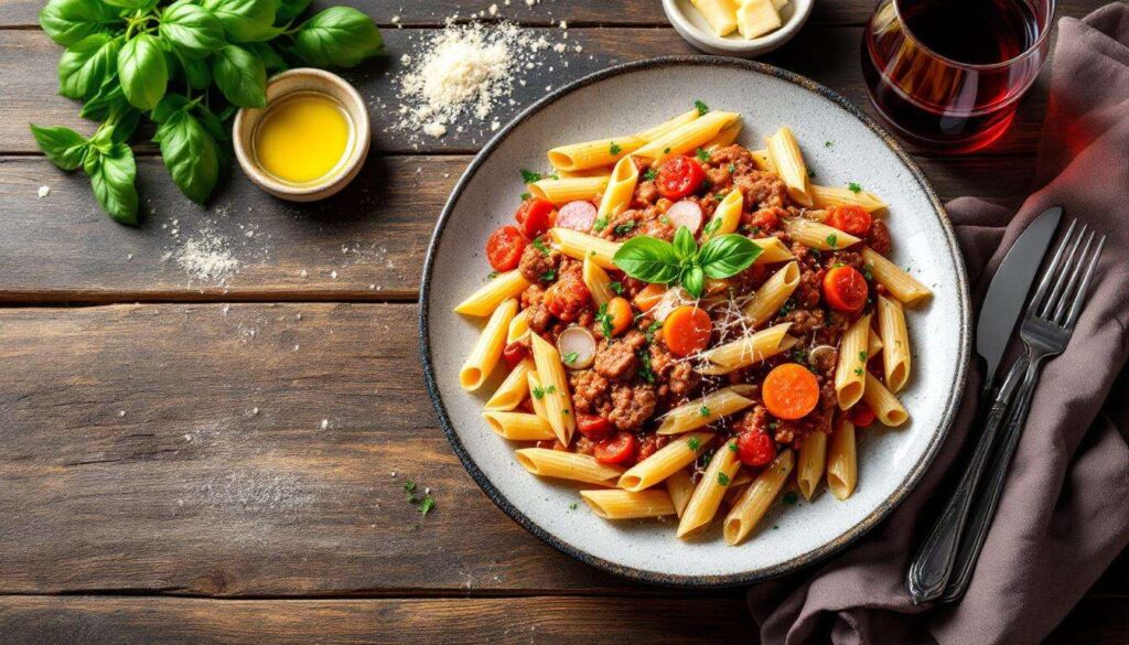 Pasta alla Montecarlo: la ricetta cremosa con ragù, panna e pesto di basilico